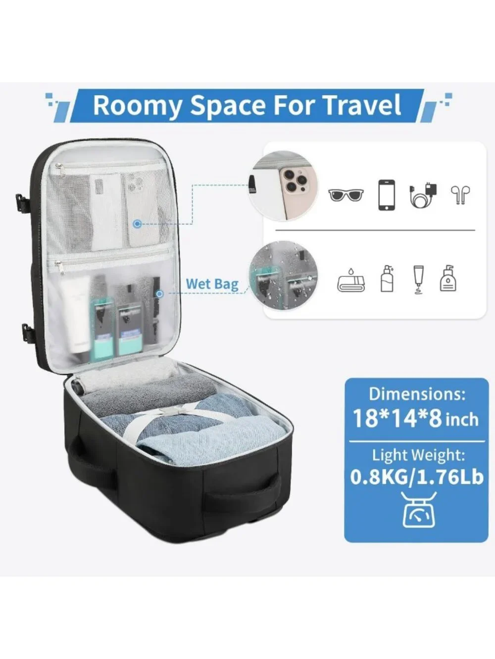 Stylish Travel Backpack for Men & Women, 17.3